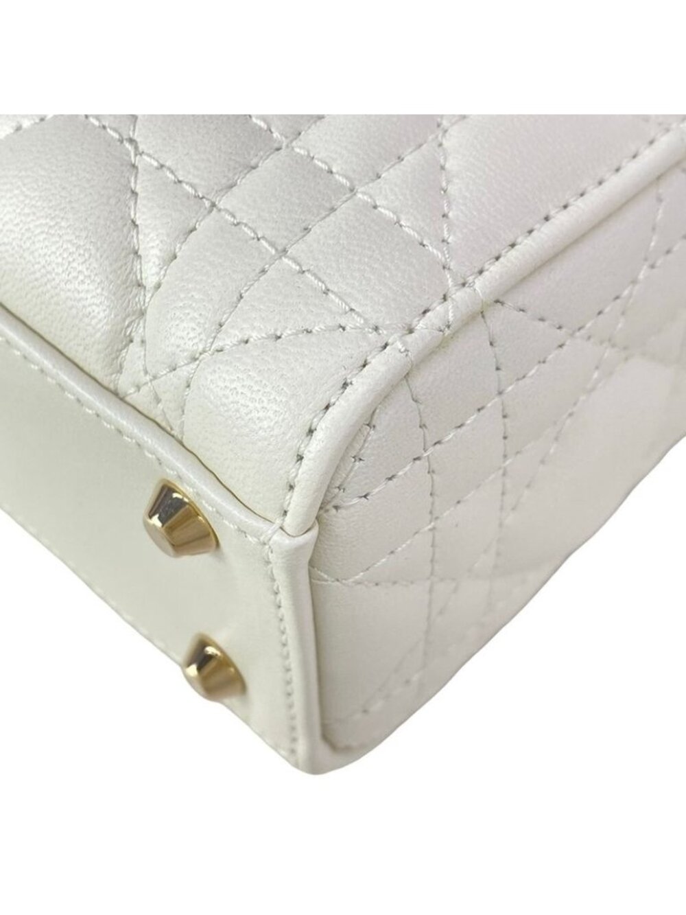 Dior Lady Mini Bag White Gold Lambskin - Picture 6 of 15